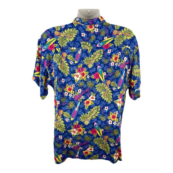 Hawaiian Shirt Mens XL Aloha Surfboard Floral Ukulele Island Vacation Cruise - Picture 4 of 8